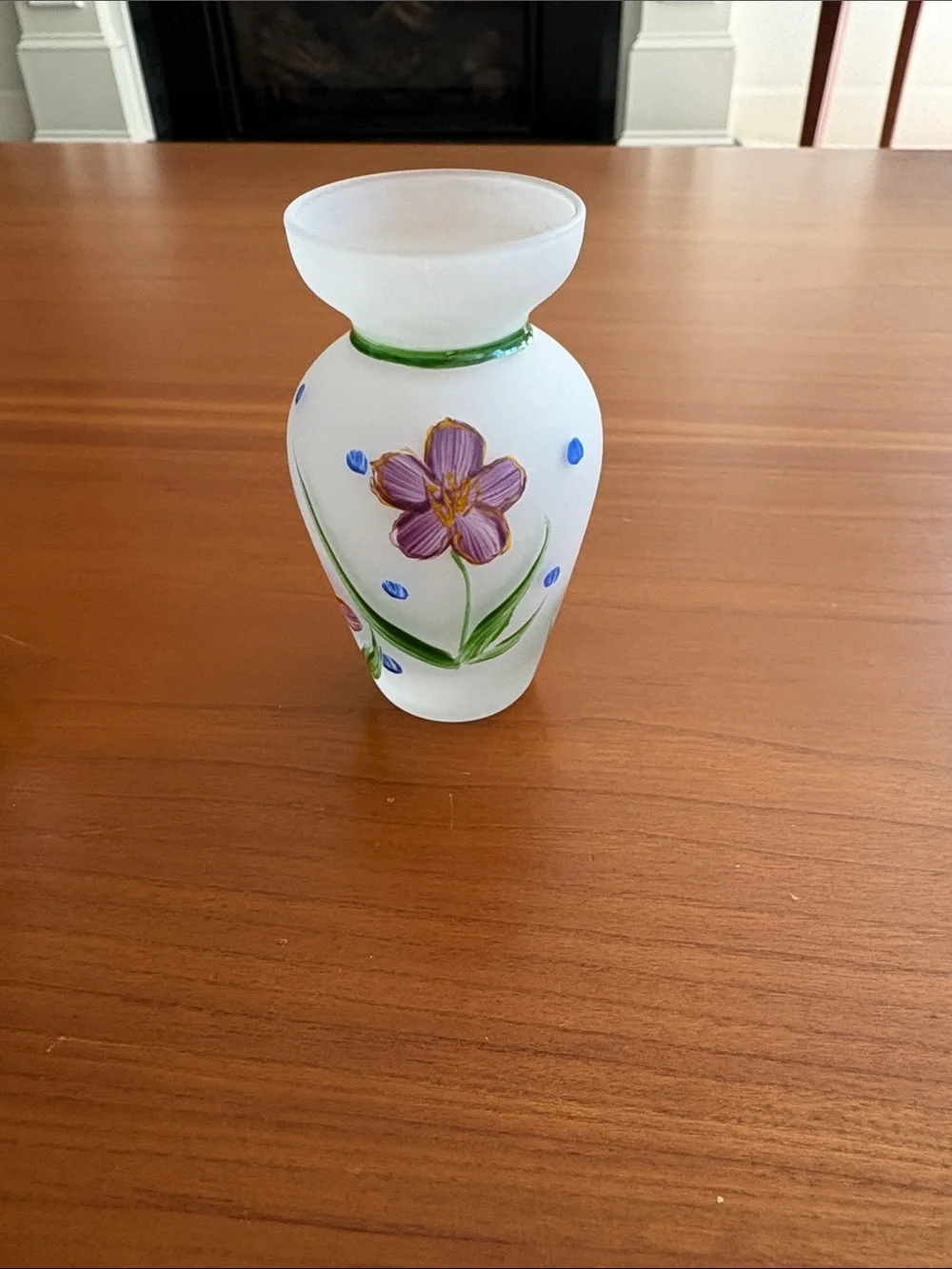 Hand-Painted Floral Frosted Glass Vases - Set of 4